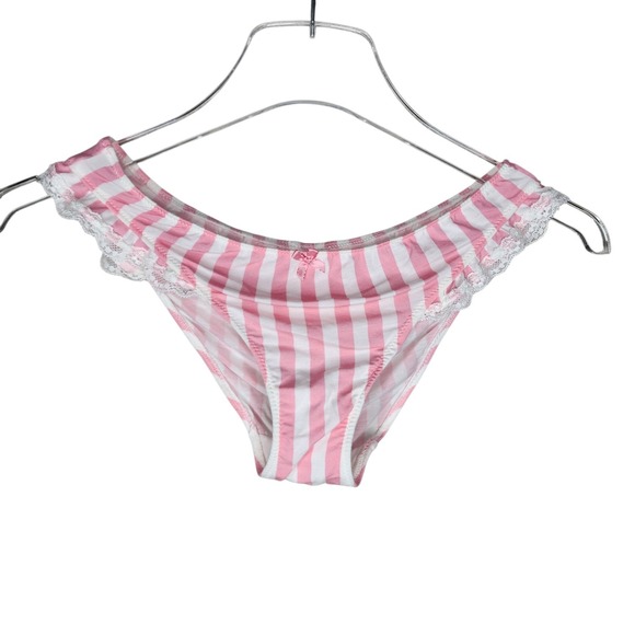 Vintage Victoria's Secret Pink Stripe Lace Cup Babydoll With Panties Set Medium - Picture 13 of 15